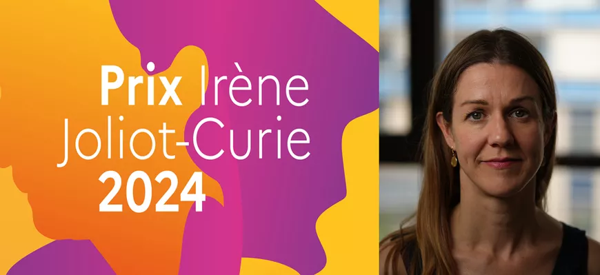 Portrait de kate Grieve, associée à la mention "Prix Irène Joliot-Curie 2024"